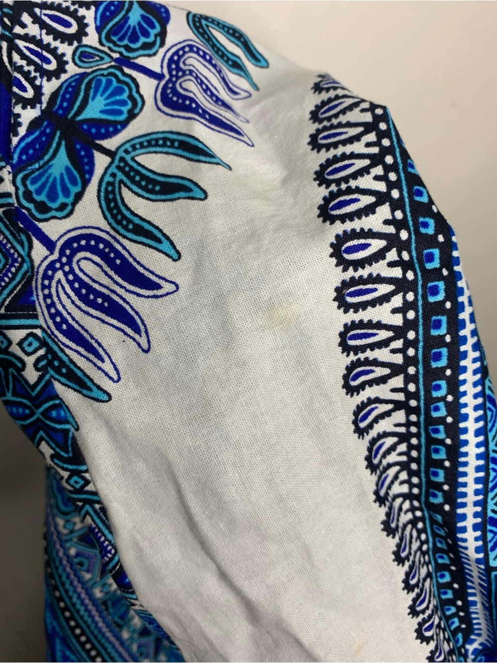 Bohemian Blue & White Cotton tribal tie waist smocked pocket maxi skirt small - Picture 12 of 14